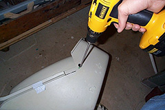 Drilling the hole for the jaw hinge.