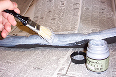 Painting Gypsy's lip.