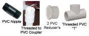Collage of the necessary PVC connectors that are needed to complete the next step.